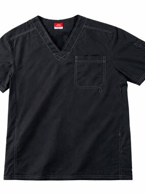 Dickies Men's Black Scrub Top White Stitching Pocket Size Small